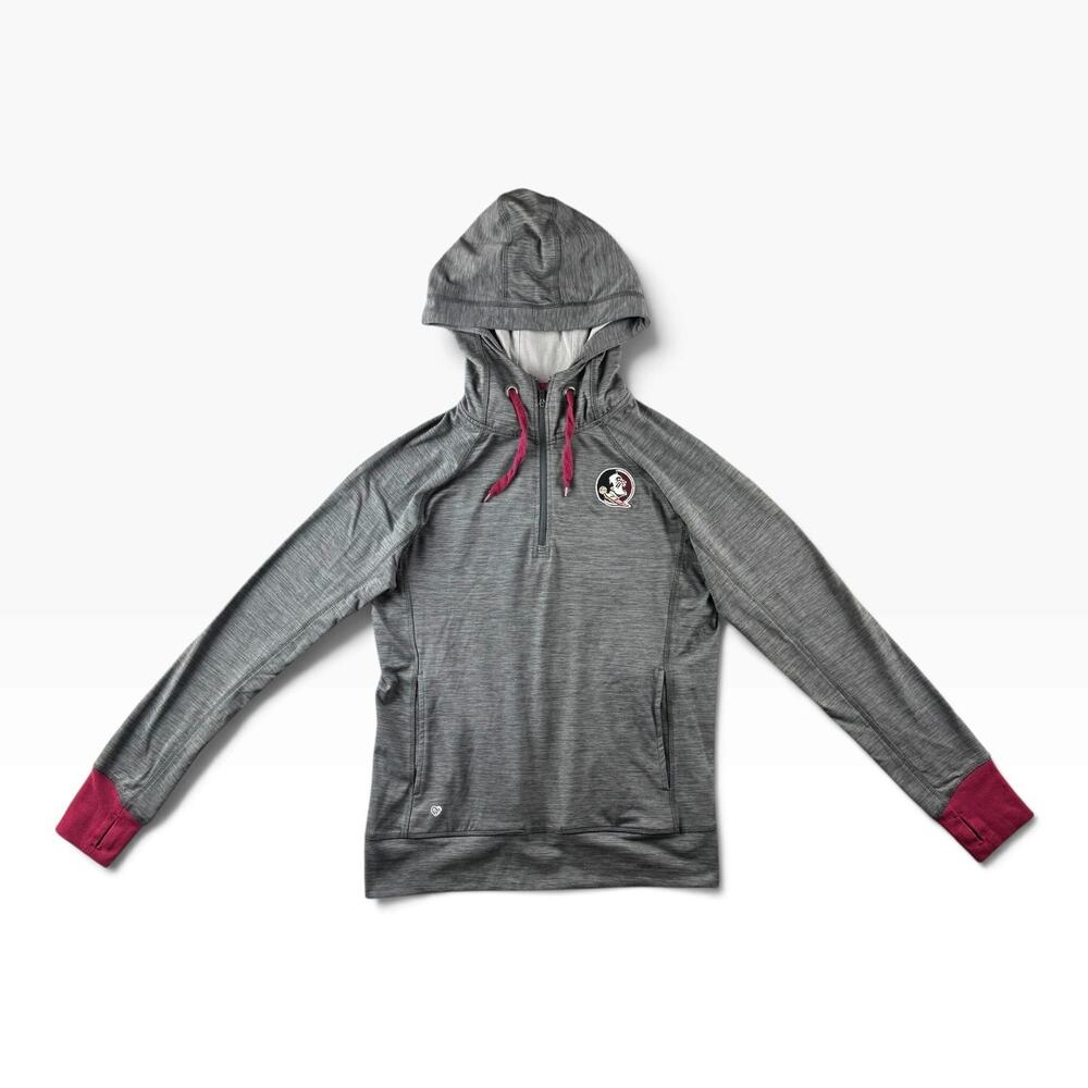 Colosseum Florida State Seminoles Womens L 1/4 Zip Hoodie FSU Gray Garnet
